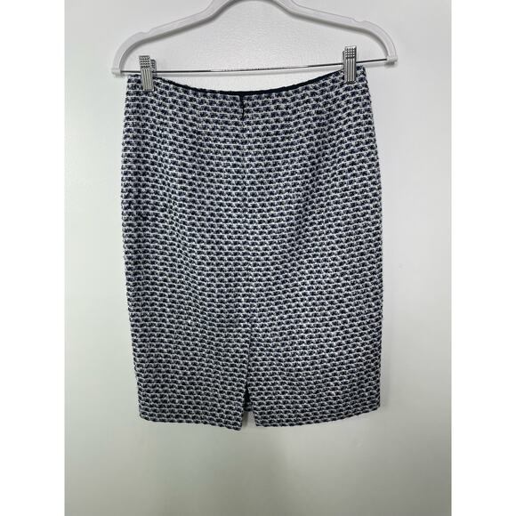 Calvin Klein Skirt Tweed Geometric Pencil Straight Mini Lined Blue Black Size 2 - Picture 6 of 11